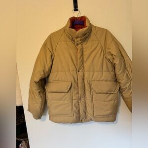 VTG 80s Snow Lion Berkeley Puffer Jacket Khaki Small Unisex Ski EUC